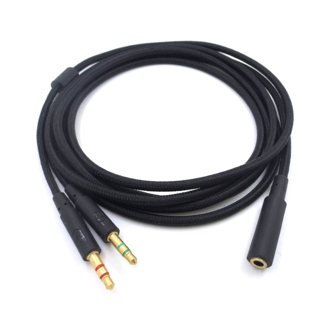 2m For Kingston Skyline Alpha Cloud II 3.5mm 2 In 1 Audio Cable(Black)-garmade.com