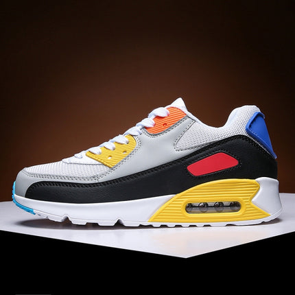 Men Sports Shoes Spring Couple Air Cushion Sneakers Casual Shoes, Size: 42(White Gray Yellow)-garmade.com