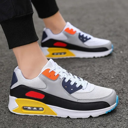 Men Sports Shoes Spring Couple Air Cushion Sneakers Casual Shoes, Size: 36(White Gray Yellow)-garmade.com