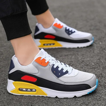 Men Sports Shoes Spring Couple Air Cushion Sneakers Casual Shoes, Size: 37(White Gray Yellow)-garmade.com