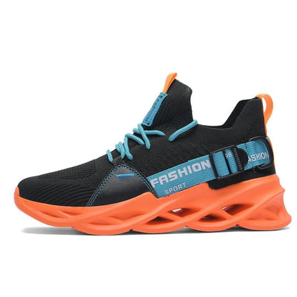 Men Light Breathable Casual Shoes Comfortable Mesh Sneakers Running Shoes, Size: 39(Black Orange)-garmade.com