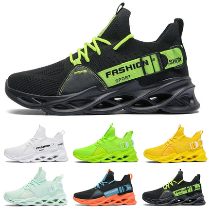 Men Light Breathable Casual Shoes Comfortable Mesh Sneakers Running Shoes, Size: 46(Black Orange)-garmade.com