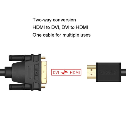 VEGGIEG HDMI To DVI Computer TV HD Monitor Converter Cable Can Interchangeable, Length: 12m-garmade.com