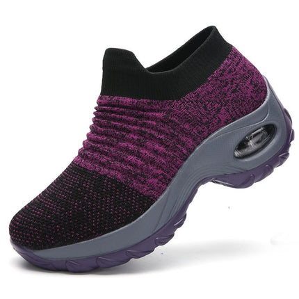 Sock Sneakers Women Walking Shoes Air Cushion Casual Running Shoes, Size: 35(Purple)-garmade.com