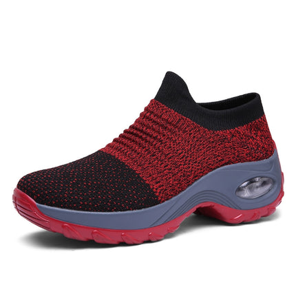 Sock Sneakers Women Walking Shoes Air Cushion Casual Running Shoes, Size: 36(Red)-garmade.com