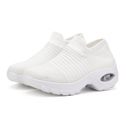 Sock Sneakers Women Walking Shoes Air Cushion Casual Running Shoes, Size: 38(White)-garmade.com