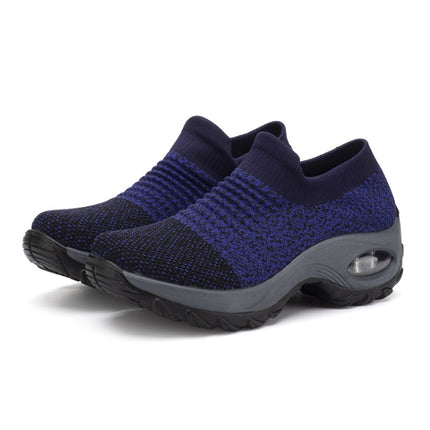 Sock Sneakers Women Walking Shoes Air Cushion Casual Running Shoes, Size: 40(Blue -gray)-garmade.com