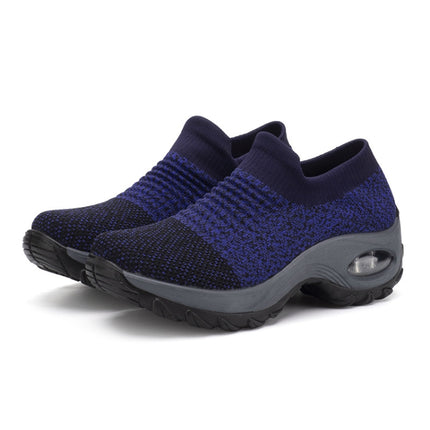 Sock Sneakers Women Walking Shoes Air Cushion Casual Running Shoes, Size: 44(Blue -gray)-garmade.com