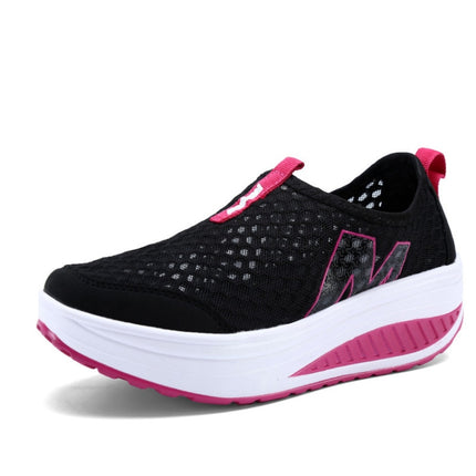 Women Swing Casual Sneakers Comfortable Sport Height Increasing Shoes, Size: 34(Black)-garmade.com