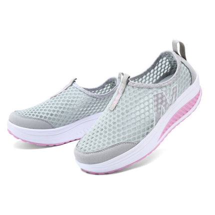 Women Swing Casual Sneakers Comfortable Sport Height Increasing Shoes, Size: 37(Gray)-garmade.com