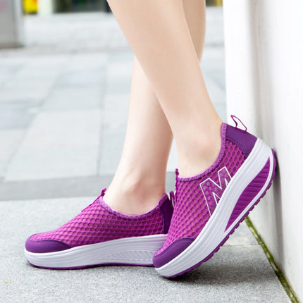 Women Swing Casual Sneakers Comfortable Sport Height Increasing Shoes, Size: 39(Blue)-garmade.com