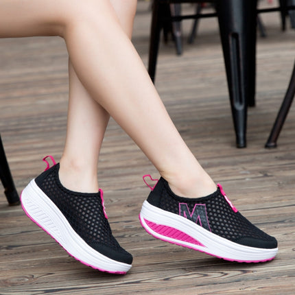 Women Swing Casual Sneakers Comfortable Sport Height Increasing Shoes, Size: 39(Black)-garmade.com