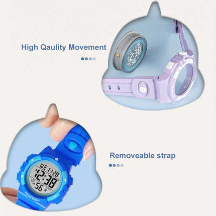 Changing Case Electronic Watch Mini Cartoon Alarm Clock Waterproof Watch(Girl)-garmade.com
