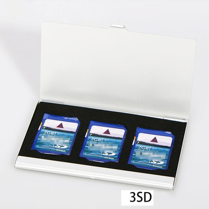 3SD Aluminum Alloy Memory Card Case Card Box Holders(Silver)-garmade.com