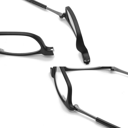 Portable Magnetic Hanging Neck Retractable Reading Glasses +125(Black Frame Red Legs)-garmade.com