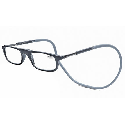 Portable Magnetic Hanging Neck Retractable Reading Glasses +250(Gray Frame Red Legs)-garmade.com