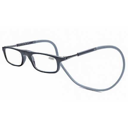 Portable Magnetic Hanging Neck Retractable Reading Glasses +100(Gray Frame Red Legs)-garmade.com