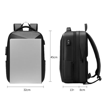 EVA Hard Shell Expandable Laptop Backpack with USB Port Multifunctional Business Travel Backpack(Black)-garmade.com