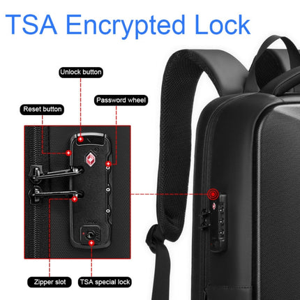 EVA Hard Shell Expandable Laptop Backpack with USB Port Multifunctional Business Travel Backpack(Black)-garmade.com