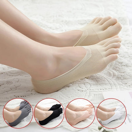 Thin Section Glue Split Toe Socks Ladies Shallow Mouth Invisible Boat Socks(Gray)-garmade.com