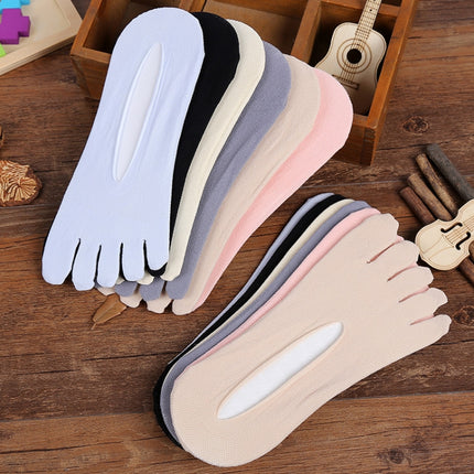 Thin Section Glue Split Toe Socks Ladies Shallow Mouth Invisible Boat Socks(Black)-garmade.com