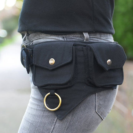 Women Waist Bag Outdoor Sporting Travelling Hip-Hop Belt Bag(Black)-garmade.com