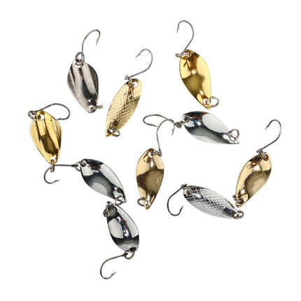 10pcs 3.5g Single Hook Spoon Type Horse Mouth Melon Sequins False Lures Fishing Lures(Gold)-garmade.com