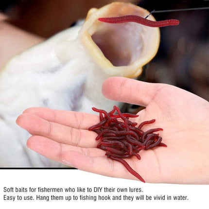 5bags 20pcs/bag 3.5cm Fishy Red Earthworm Fake Bait Luminous Fish Lure(Luminous Color)-garmade.com