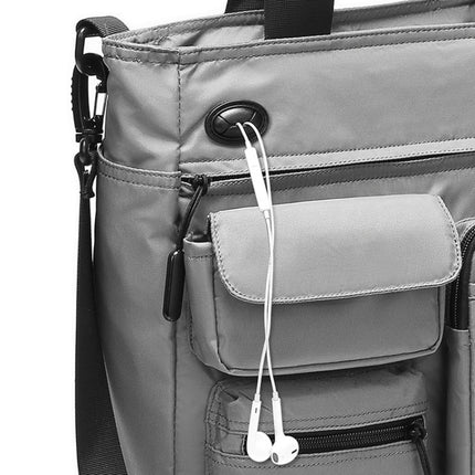 Lightweight Casual Multi-Compartment Laptop Handbag Large Capacity Messenger Bag(Grey)-garmade.com