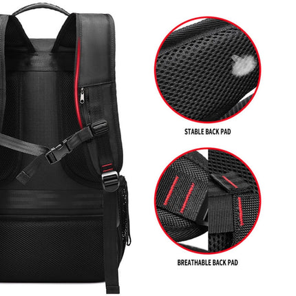 Large-capacity Expandable Shoe Compartment Backpack Camping Travel Bag with USB Port, Size: 80L(Black)-garmade.com