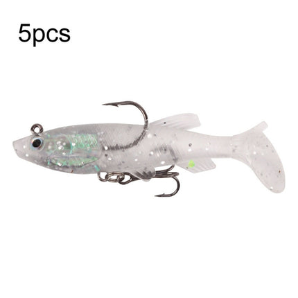 5pcs Roadrunner Soft Lures Leadheads Luminous Lures(White T Tail)-garmade.com