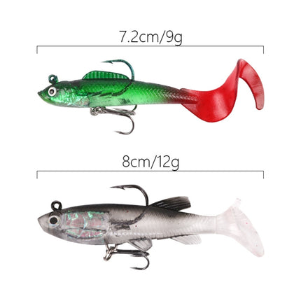 5pcs Roadrunner Soft Lures Leadheads Luminous Lures(White T Tail)-garmade.com