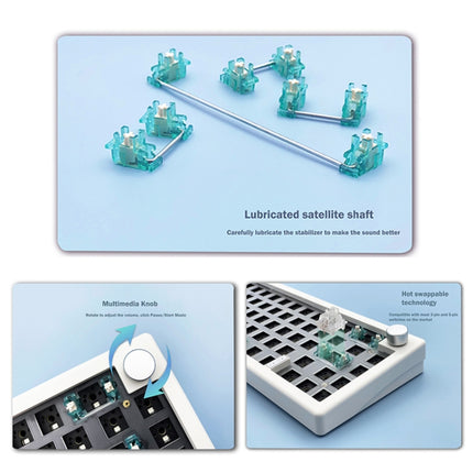 67 Keys Three-mode Customized DIY With Knob Mechanical Keyboard Kit Supports Hot Plug RGB Backlight, Color: Blue-garmade.com