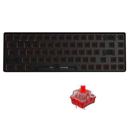 Dual-mode Bluetooth/Wireless Customized Hot Swap Mechanical Keyboard Kit + Red Shaft, Color: Black-garmade.com