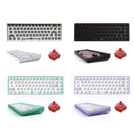 Dual-mode Bluetooth/Wireless Customized Hot Swap Mechanical Keyboard Kit + Red Shaft, Color: Black-garmade.com