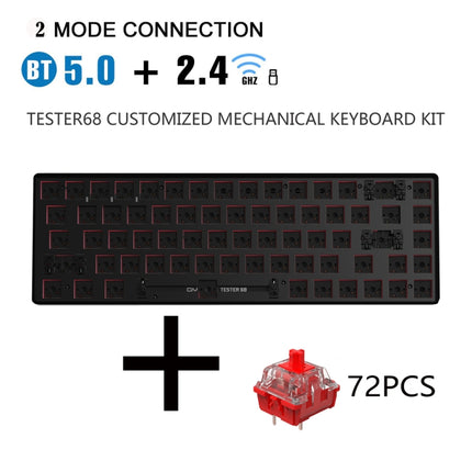Dual-mode Bluetooth/Wireless Customized Hot Swap Mechanical Keyboard Kit + Red Shaft, Color: Green-garmade.com