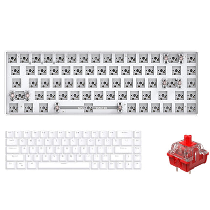 Dual-mode Bluetooth/Wireless Customized Hot Swap Keyboard Kit + Red Shaft + Keycap, Color: White-garmade.com