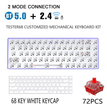 Dual-mode Bluetooth/Wireless Customized Hot Swap Keyboard Kit + Red Shaft + Keycap, Color: Green-garmade.com