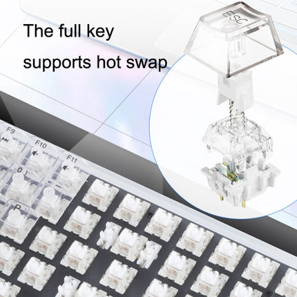 100 Keys Customized Gaming Wired Mechanical Keyboard Transparent Keycap Red Shaft (White)-garmade.com