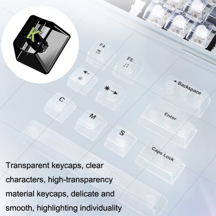 100 Keys Customized Gaming Wired Mechanical Keyboard Transparent Keycap Green Shaft (Black)-garmade.com
