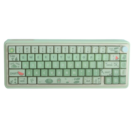 Bluetooth Wireless 3-mode RGB Backlit Gaming Mechanical Keyboard Aluminum Alloy Kit + Keycap(Light Green)-garmade.com