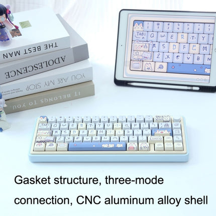 Bluetooth Wireless 3-mode RGB Backlit Gaming Mechanical Keyboard Aluminum Alloy Kit + Keycap(Light Blue)-garmade.com