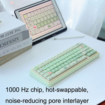 Bluetooth Wireless 3-mode RGB Backlit Gaming Mechanical Keyboard Aluminum Alloy Kit + Keycap(Light Green)-garmade.com