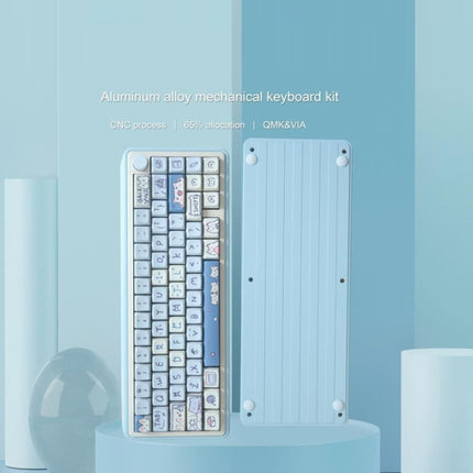 Bluetooth Wireless 3-mode RGB Backlit Gaming Mechanical Keyboard Aluminum Alloy Kit + Keycap(Pink)-garmade.com