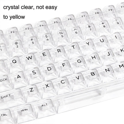 132 Keys DIY Customized Mechanical Keyboard Universal Transparent Crystal Keycap Black Transparent White Letter-garmade.com