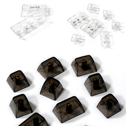 132 Keys DIY Customized Mechanical Keyboard Universal Transparent Crystal Keycap Black Transparent White Letter-garmade.com