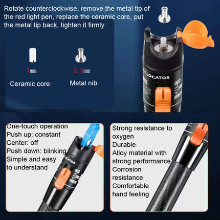 20MW Fiber Red Light Test Pen Red Light Sources Through Optical Pen Optical Fiber Detection-garmade.com