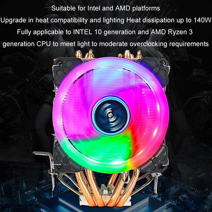 EVESKY 500 Desktop Computer 4 Copper Tube Mute CPU Cooling Fan, Color: Single Fan Without Light-garmade.com