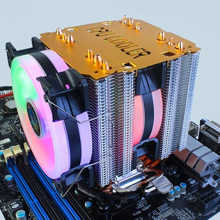 EVESKY 500 Desktop Computer 4 Copper Tube Mute CPU Cooling Fan, Color: No Light Three Fans-garmade.com