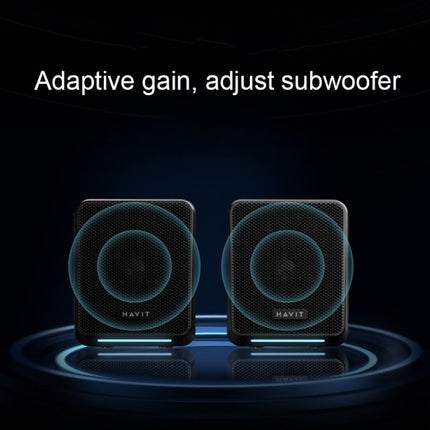 Havit A20 Plus Colorful Ambient Light Wired Computer Audio Stereo Surround Sound Speaker, Style: Bluetooth Version-garmade.com